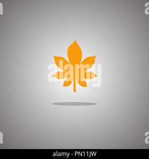 Chestnut leaf orange. Vector illustration. Gray background with gradient. Stock Vector