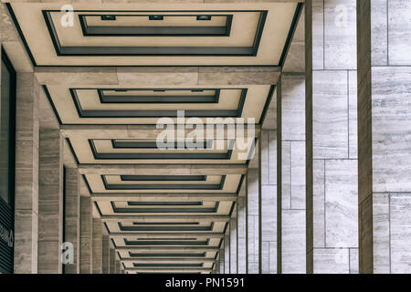 Berlin, Germany, July 28, 2018: Colonnade and Ceiling of Shopping Mall Stock Photo