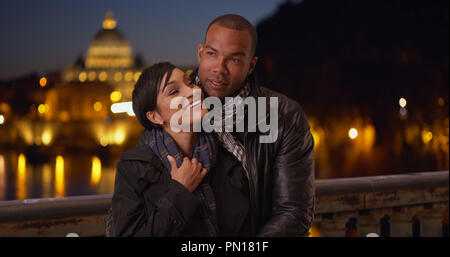 African-American couple on nice evening out in Rome Italy enjoying themselves Stock Photo