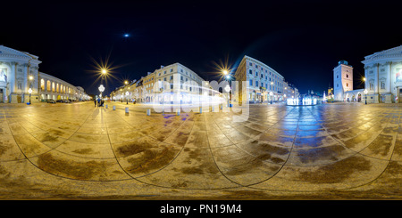 360 degree panoramic view of Krakowskie Przedmiescie Street, in front of St. Anne's Church