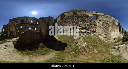 360 degree panoramic view of Castle Lietava - Old Palace - west