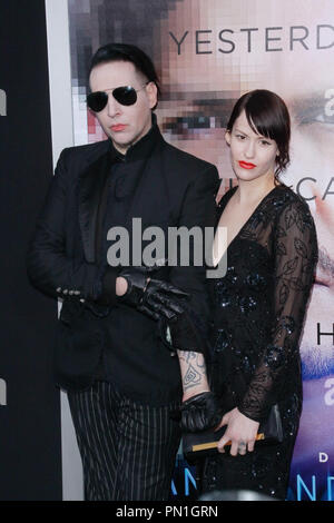 Marilyn Manson and Lindsay Usich at the Warner Brothers Pictures premiere of 'Transcendence'. Arrivals held at Regency Village Theatre in Westwood, CA, April 10, 2014. Photo by Joe Martinez / PictureLux Stock Photo