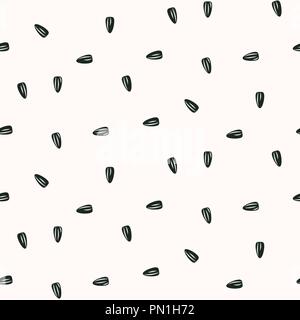 Sunflower seeds seamless vector pattern on white. Stock Vector