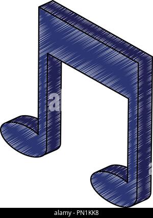 Music note isometric symbol scribble Stock Vector