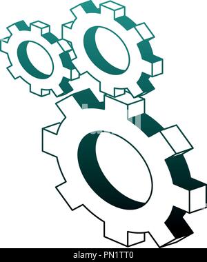 Gears working symbol blue lines Stock Vector Image & Art - Alamy