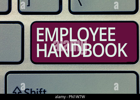Handwriting text writing Employee Handbook. Concept meaning Document that contains an operating procedures of company. Stock Photo