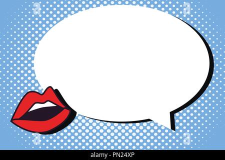 Flat design business Vector Illustration concept Empty copy space modern abstract background Geometric element. Halftone Red Lips Parted beside blank  Stock Vector