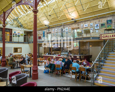 The Station a former railway train station at Richmond North Yorkshire now a busy arts centre gallery cinema and café Stock Photo