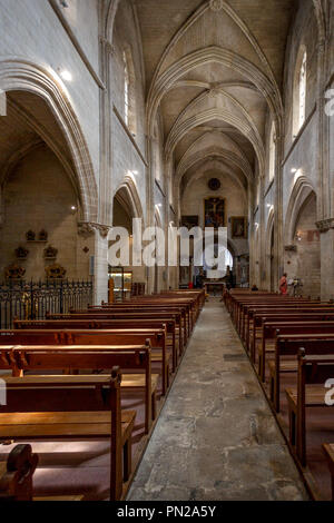 VILLENEUVE-LEZ-AVIGNON, FRANCE - AUGUST 11, 2017: Interior of Collegiate Church Notre-Dame of Villeneuve Lez Avignon Stock Photo