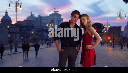 Attractive young Caucasian couple posing for a portrait in Rome Stock Photo