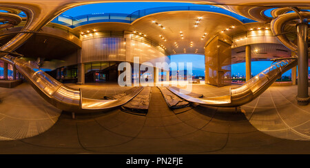 360 degree panoramic view of Slide like exit from the Museum of Contemporary Art, Zagreb, Croatia