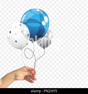 Group Of Balloons On A String. Hand Drawn, Isolated On A White