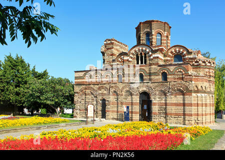Facade of the late 13th early 14th century Eastern Orthodox Church of Christ Pantocrator in Nesebar, Bulgaria Stock Photo
