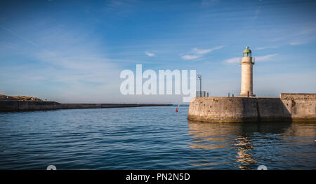 Josephine tower lighthouse or Vieux Mole tower in the port of Saint Gilles Croix de Vie in France Stock Photo