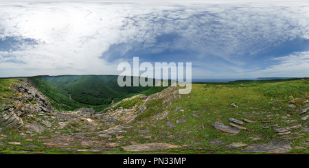 360 degree panoramic view of Meat Cove (High Meadow), Cape Breton, Nova Scotia, Canada