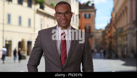 Successful African-American professional standing confidently in Rome Italy Stock Photo