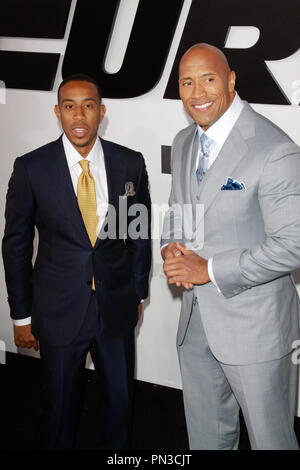 Chris 'Ludacris' Bridges and Dwayne Johnson at the World Premiere of Universal Pictures' 'Furious 7' held at the TCL Chinese Theater in Hollywood, CA, April 1, 2015. Photo by Joe Martinez / PictureLux Stock Photo