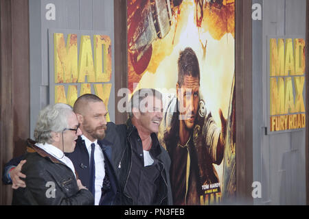 George Miller, Tom Hardy, Mel Gibson  05/07/2015 'Mad Max: Fury Road' Premiere held at the TCL Chinese Theatre in Hollywood, CA Photo by Kazuki Hirata / HNW / PictureLux Stock Photo