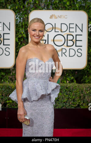 Malin Akerman, actress, arrives at the 73rd Annual Golden Globe Awards at the Beverly Hilton in Beverly Hills, CA on Sunday, January 10, 2016.   File Reference # 32796 113JRC  For Editorial Use Only -  All Rights Reserved Stock Photo