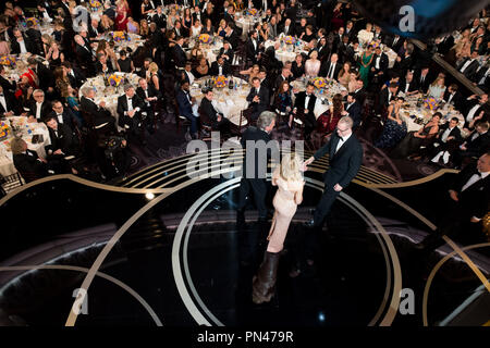 Accepting the Golden Globe for BEST ANIMATED FEATURE FILM for 'Inside Out' is Pete Docter at the 73rd Annual Golden Globe Awards at the Beverly Hilton in Beverly Hills, CA on Sunday, January 10, 2016. Stock Photo