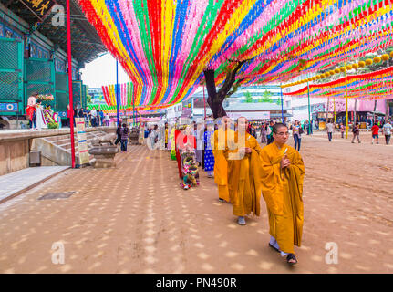Korean people with traditional costume at Jogyesa Temple during Lotus Lantern Festival in Seoul Korea Stock Photo