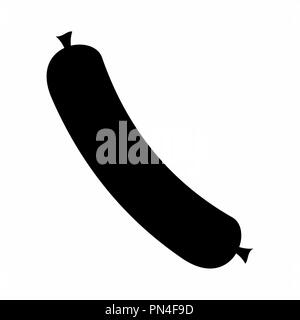 Dark silhouette of a sausage on white background Stock Vector