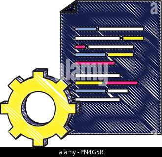 document with programming code and industry gear Stock Vector Image ...