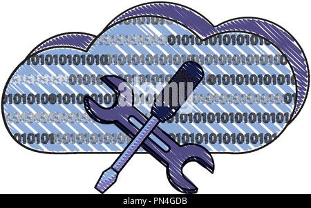grated cloud data with industry equipments repair Stock Vector
