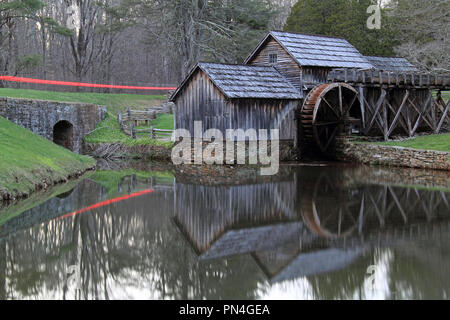 The old and picturesque Mabry Mill is one of the most visited historic sites found along the beautiful Blue Ridge Parkway in the state of Virginia Stock Photo