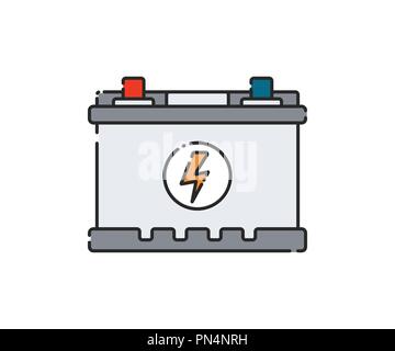 Car battery. Flat abstract icon. Vector illustration. Stock Vector