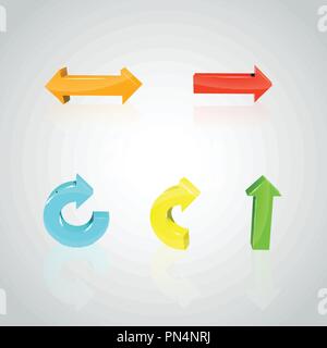 Set of 3D arrows. Threedimensional icon. Vector illustration. The reflection from the surface. Stock Vector