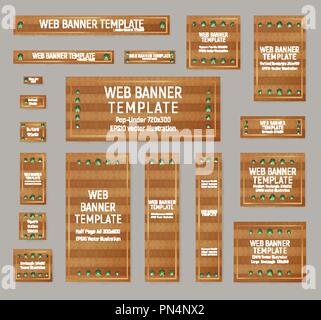 Set of banners. Web templates of standard sizes. Vector illustration. Luxury diamond. Brown and green. Stock Vector