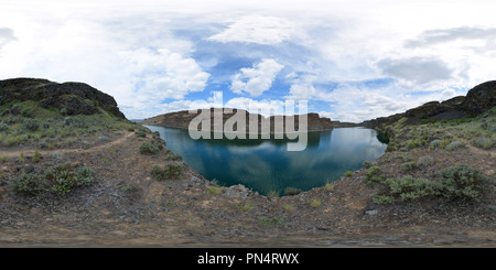 360 degree panoramic view of Deep Lake, Sun Lakes-Dry Falls State Park, Washington State, USA