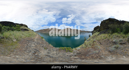 360 degree panoramic view of Deep Lake, Sun Lakes-Dry Falls State Park, Washington State, USA