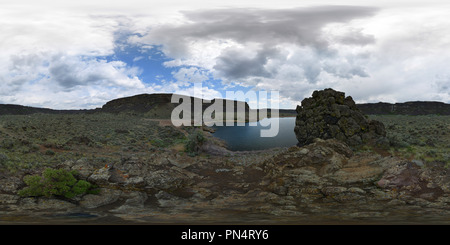 360 degree panoramic view of Perch Lake, Sun Lakes-Dry Falls State Park, Washington State, USA