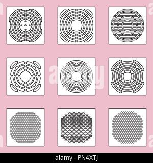 Ventilation plate cover icon set. Vector thin line Stock Vector