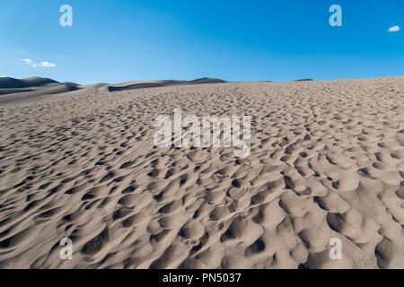 Scalloped pattern in grainy wind-blown sand in Great Sand Dunes National Park, Colorado Stock Photo