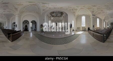 360 degree panoramic view of Horb am Neckar, Holy Cross Church, Interior