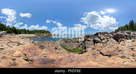 360 degree panoramic view of Little Hunters Beach, Acadia NP, Maine, USA