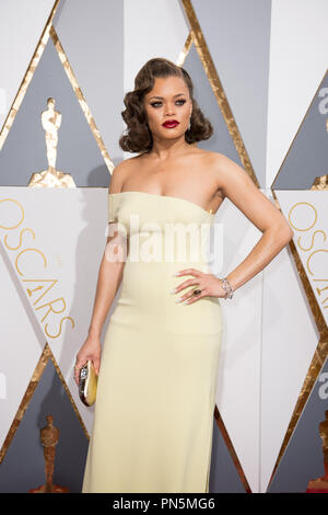 Singer Andra Day arrives at The 88th Oscars® at the Dolby® Theatre in Hollywood, CA on Sunday, February 28, 2016.  File Reference # 32854 117THA  For Editorial Use Only -  All Rights Reserved Stock Photo