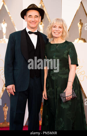 Oscar®-nominee, Mark Rylance, arrives with guest at The 88th Oscars® at the Dolby® Theatre in Hollywood, CA on Sunday, February 28, 2016.  File Reference # 32854 398THA  For Editorial Use Only -  All Rights Reserved Stock Photo