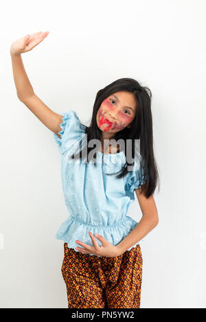 Girl in long hair with thai classical dance ghost in halloween concept. Stock Photo