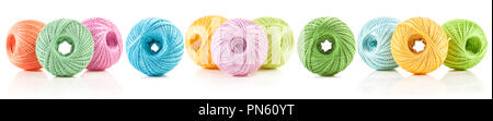 Cotton yarn balls isolated on white Stock Photo