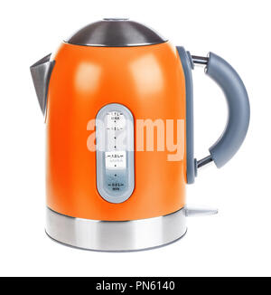 Orange electric kettle isolated on white Stock Photo