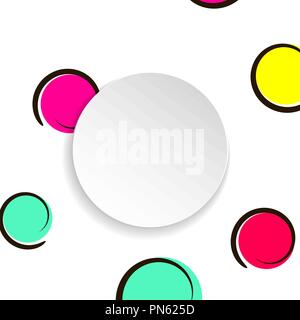 Pop art colorful confetti background. Big colored spots and circ Stock Vector