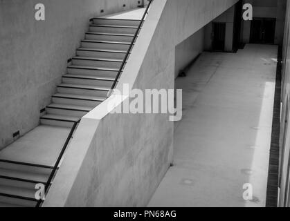 Outdoor modern concrete stairs. Stairs for swimming pool cleaning service. Stair beside swimming pool. Step of life concept. Swimming pool stair archi Stock Photo