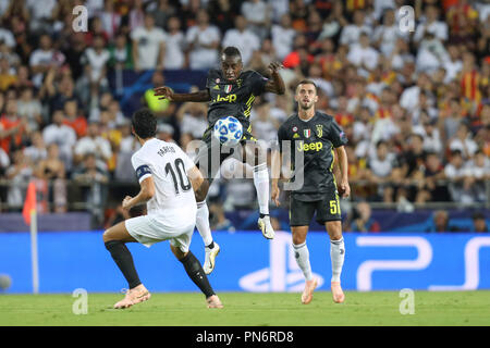 September 19, 2018 - Valencia, Spain - Blaise Matuidi of Juventus FC during the UEFA Champions League, Group H football match between Valencia CF and Juventus FC on September 19, 2018 at Mestalla stadium in Valencia, Spain (Credit Image: © Manuel Blondeau via ZUMA Wire) Stock Photo