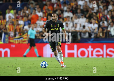 September 19, 2018 - Valencia, Spain - Giorgio Chiellini of Juventus during the UEFA Champions League, Group H football match between Valencia CF and Juventus FC on September 19, 2018 at Mestalla stadium in Valencia, Spain (Credit Image: © Manuel Blondeau via ZUMA Wire) Stock Photo
