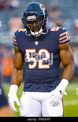 Chicago, Illinois, USA. 11th Nov, 2018. - Bears #52 Khalil Mack sacks Lions  Quarterback #9 Matthew Stafford during the NFL Game between the Detroit  Lions and Chicago Bears at Soldier Field in