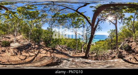 360 degree panoramic view of Scenic stop following bushwalk path - Castaway Island Resort - Qalito Island - Fiji Islands